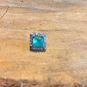 Elegant Silver and Sea Green Gemstone snap charm
